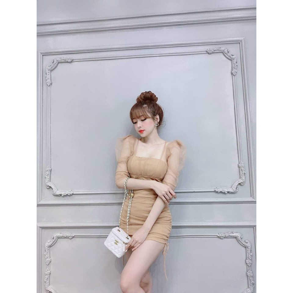 Đầm body cổ vuông phối lưới xịn xò 3 màu y hình ( co mút ngực ) | BigBuy360 - bigbuy360.vn