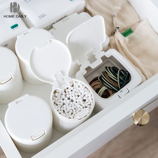 Home storage box mini bounce storage boxes with label simple white round square storage boxes household supplies Drop Shipping