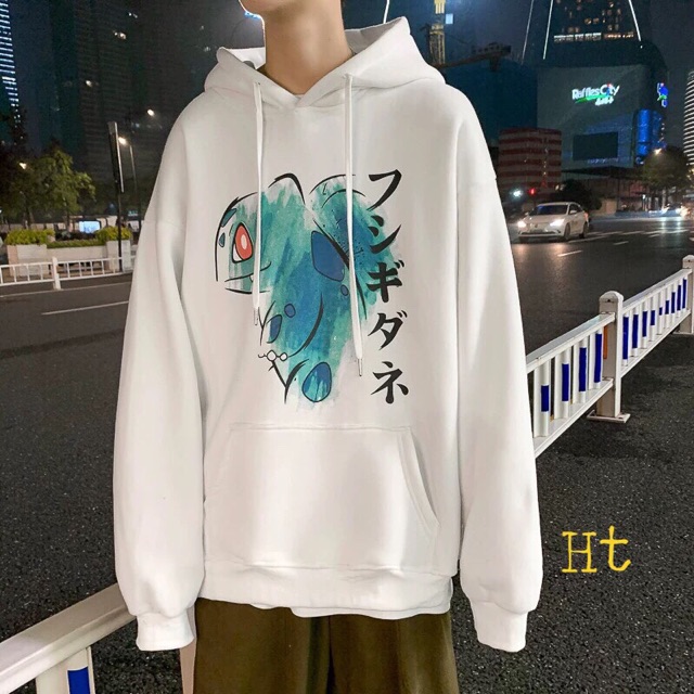 Áo hoodie nỉ bông pokemon ếch xanh chữ Nhật