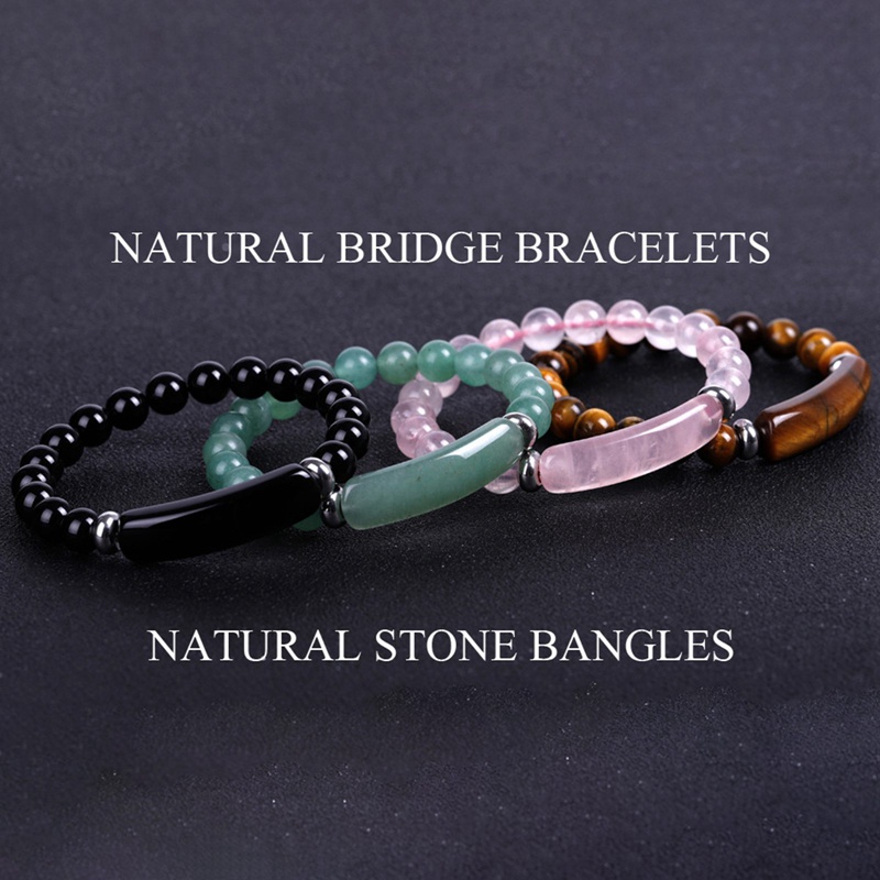 New Natural Pink Crystal Bridge Bracelet Tiger Eye Green Aventurine Bracelet European and American Fashion Jewelry