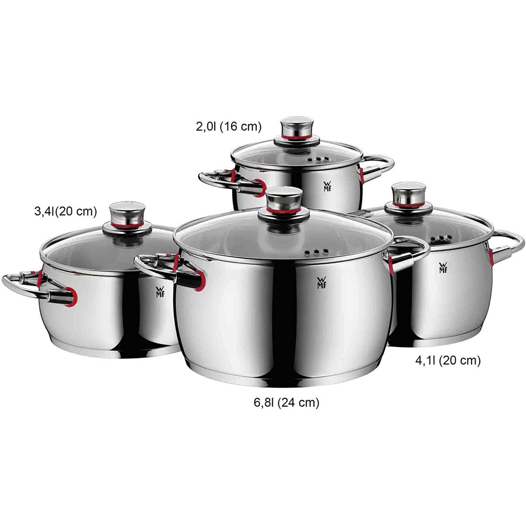 Bộ 4 nồi WMF Quality One đáy 3 lớp vỏ thép Cromargan [nhập Đức chính hãng]