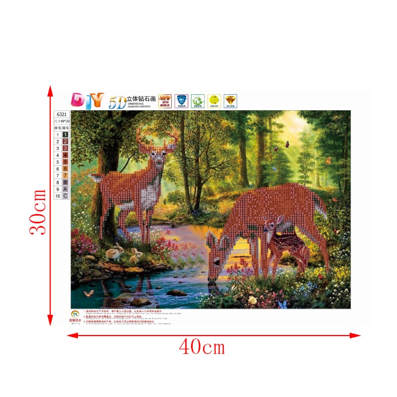 Tranh Thêu Chữ Thập Đính Đá Kim Cương 5D DIY Hình Vẽ Hươu Cao Cổ