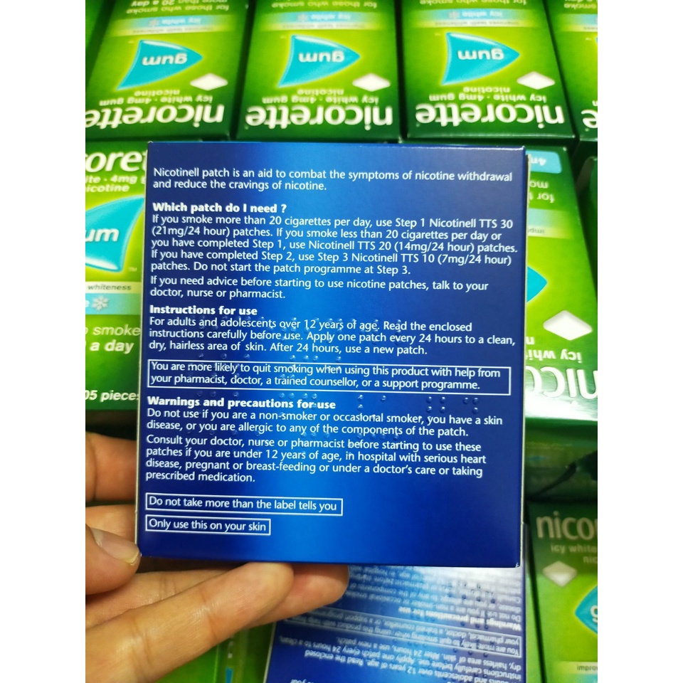 Miếng dán Nicotinell 21mg cai thuốc hiệu quả hộp 7 miếng **Date Mới**