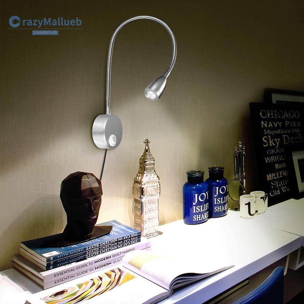Crazymallueb❤LED Flexible Gooseneck Spotlight 360 Degree Rotation Bedside Switch Lamp❤Lighting