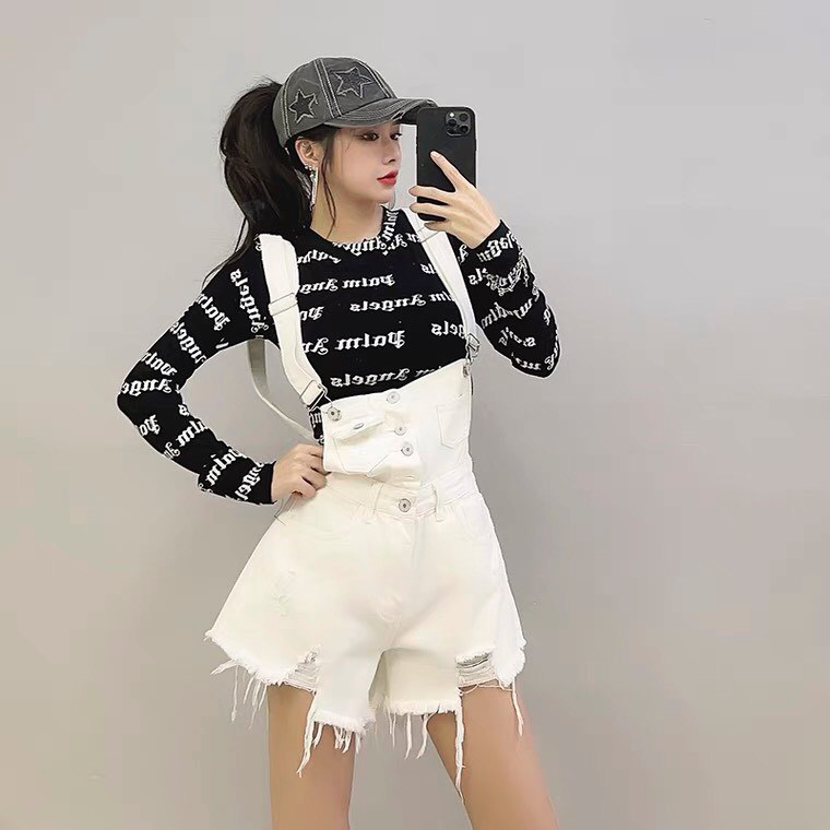 Quần Short Yếm Nữ - Màu Đen - Trắng - Mã J21 | BigBuy360 - bigbuy360.vn