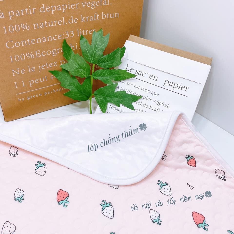 Tấm lót chống thấm Cotton họa tiết cho bé có thể giặt được- Loại Mới