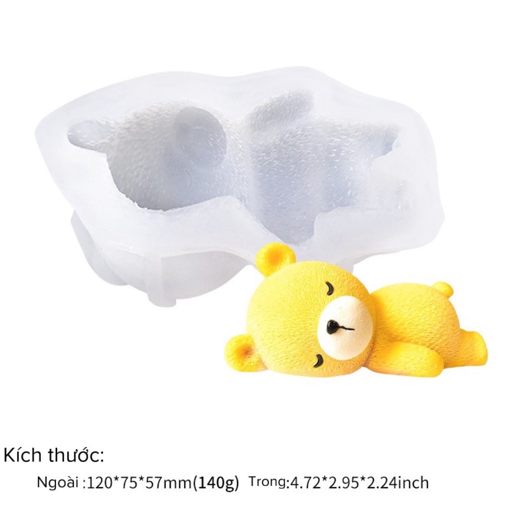 Khuôn silicon 4D hình gấu nằm ngủ