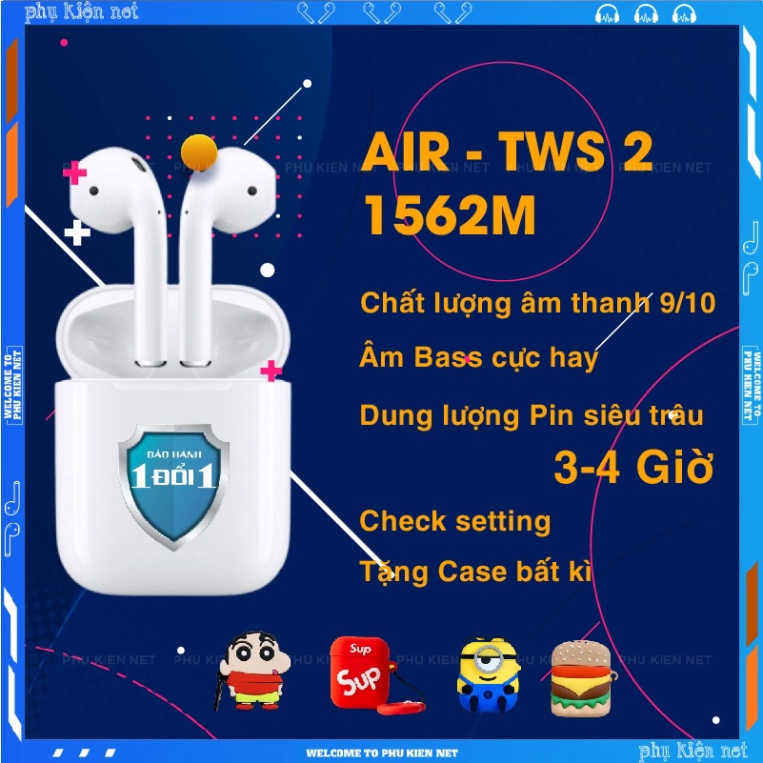 Tai Nghe Bluetooth A2 Không Dây 5.0 Định Vị - Đổi Tên - Sạc Không Dây - Tháo Tai Dừng Nhạc Phiên Bản 2021( mã A2)