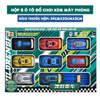 Hộp 8 ô tô đồ chơi, xe đua máy phóng ô tô