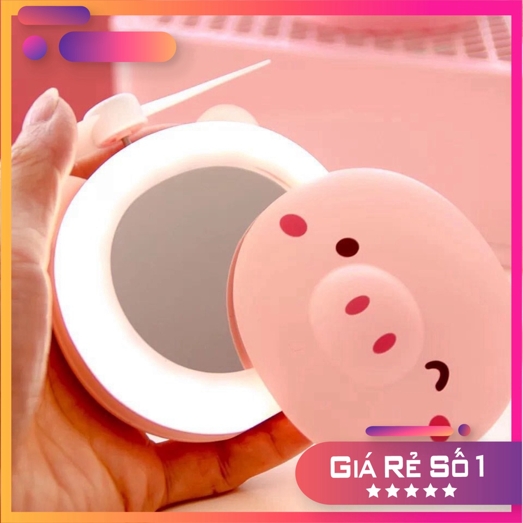 Chính hãng QUẠT CẦM TAY MINI HÌNH CON HEO ĐA NĂNG 3 TRONG 1 CÓ ĐÈN LED CÓ GƯƠNG ĐỂ SOI TIỆN LỢI