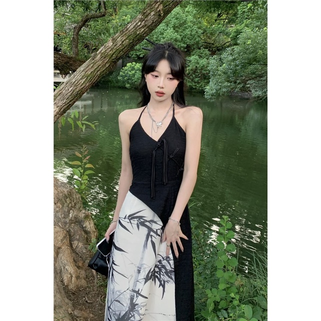 77 Set Đầm Hai Dây + Áo Khoác Phong Cách Trung Hoa Thời Trang Mùa Thu Mới Cho Nữ