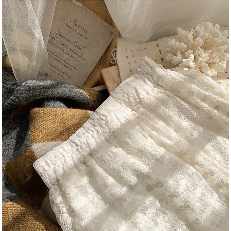 Chân váy ren nổi vintage - cạp chun[Ảnh thật+cận chất] | BigBuy360 - bigbuy360.vn