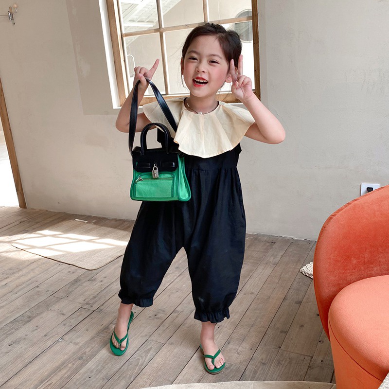 Bộ Áo Liền Quần Ống Rộng Thoáng Khí Dễ Thương Cho Bé Gái