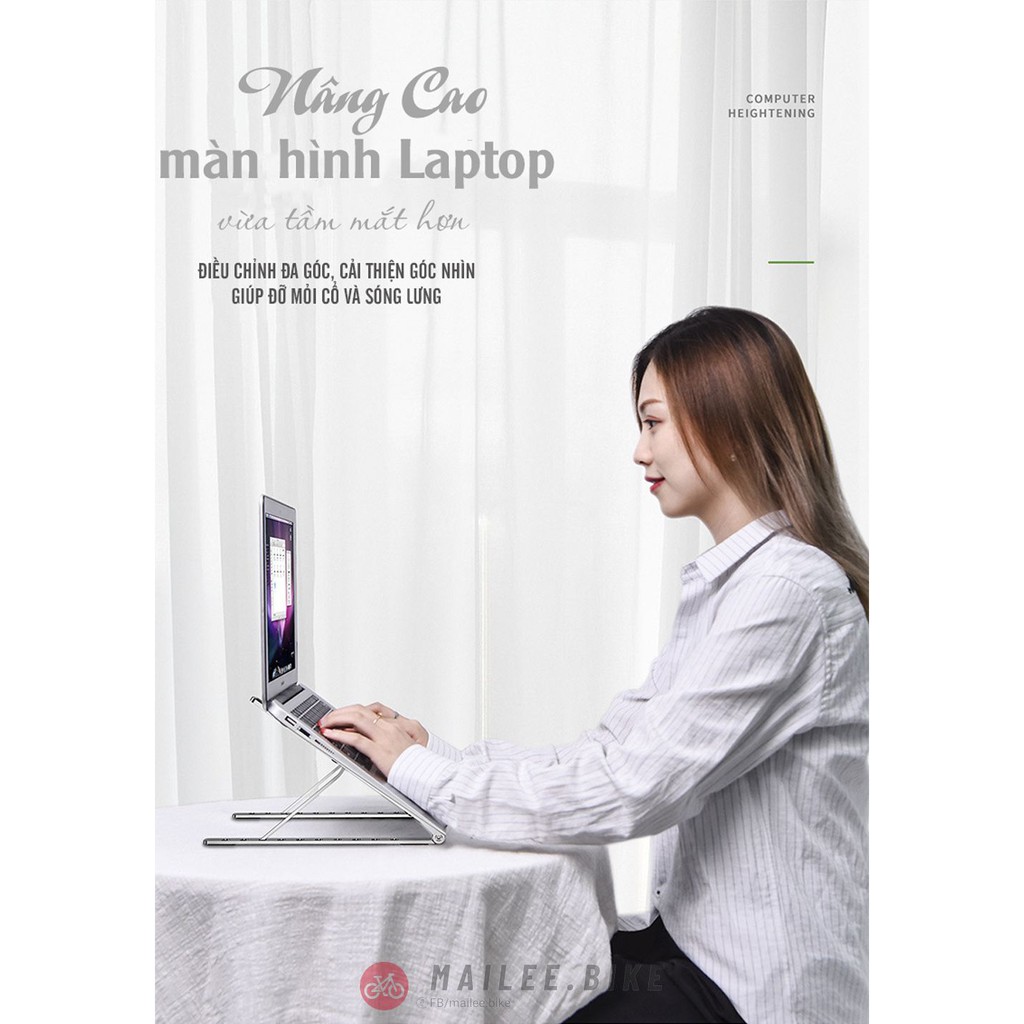 Giá Đỡ Laptop Kệ Đỡ Laptop Tản Nhiệt 10 Cấp Độ Điều Chỉnh Chất Liệu Hợp Kim Nhôm Cao Cấp Xếp Gọn Tiện Lợi