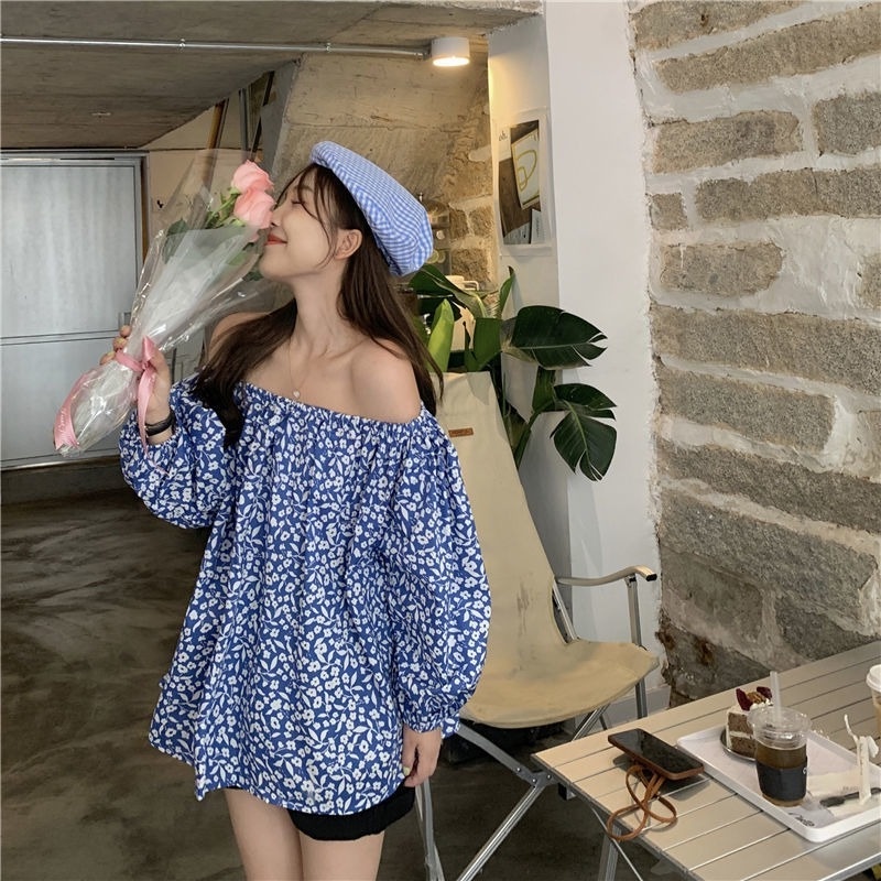 Áo trễ vai in hoa thời trang cho nữ