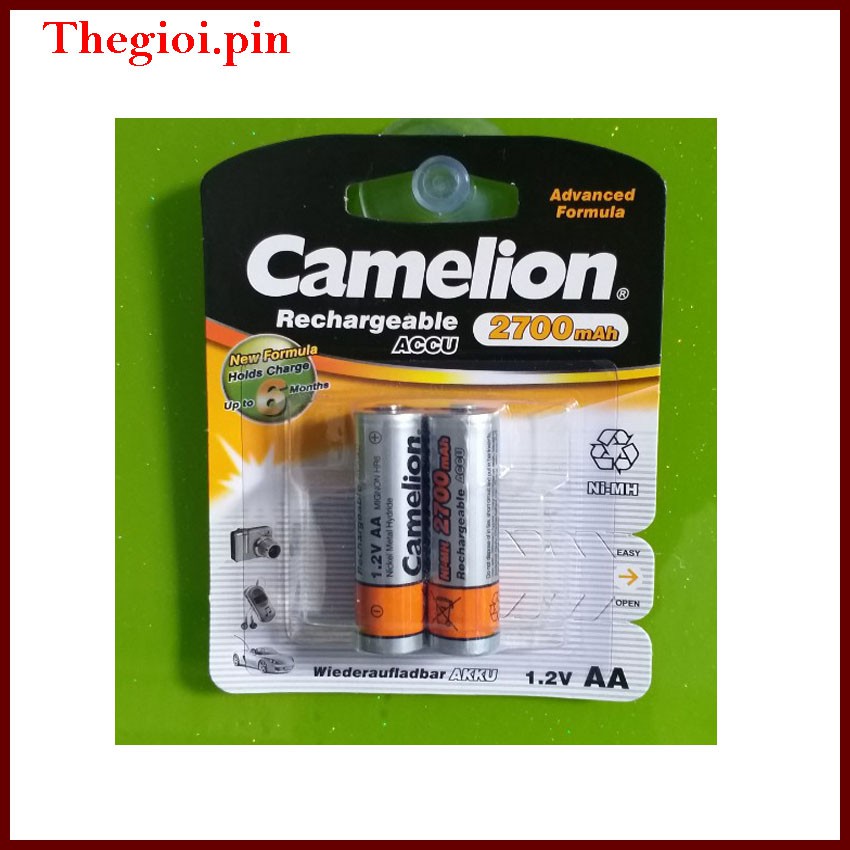 Pin sạc AA Camelion 2700 mAh 1.2V (1 vỉ /2 viên), Pin sạc, 2700 mAh, panasonic