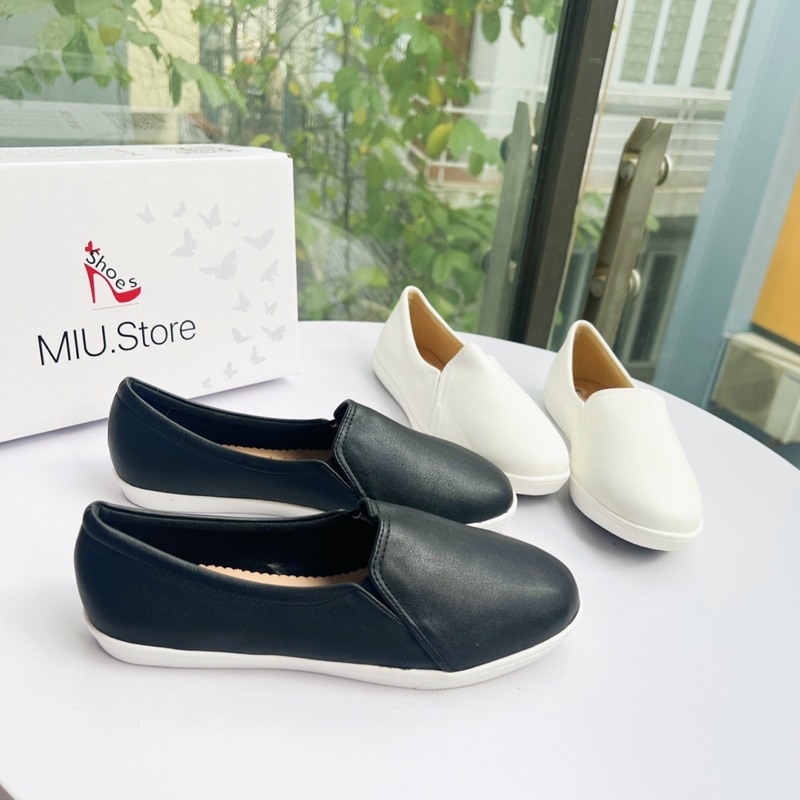 Giày nữ đế bằng mũi tròn da lì VNXK, giày slip on nữ đế bánh mì dễ phối đồ nữ đi làm, đi chơi ( Ảnh thật kèm video)