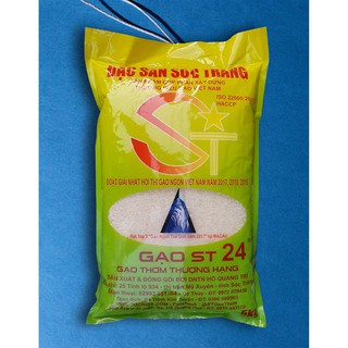 Gạo ST24 Sóc Trăng Túi 5Kg - Gạo Ông Cua - Cơm dẻo nhiều, thơm mềm