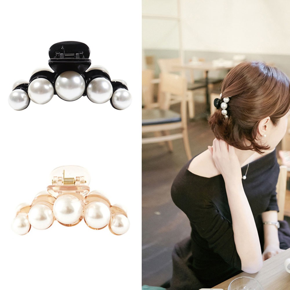 Kẹp tóc càng cua đính ngọc trai giả