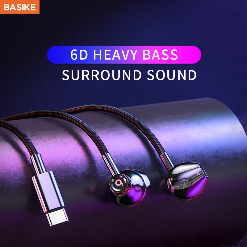Tai nghe BASIKE MT36 Chất lượng âm thanh HiFi Có micrô Có điều khiển âm lượng Tai nghe bằng kim loại