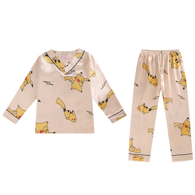 Bộ Đồ Ngủ Pijama Tay Dài Vải Lụa Dành Cho Trẻ Em
