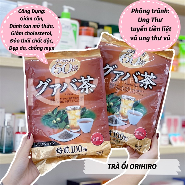 Date 2025 - Trà ổi Orihiro giảm cân đẹp dáng Nhật Bản túi 60 gói