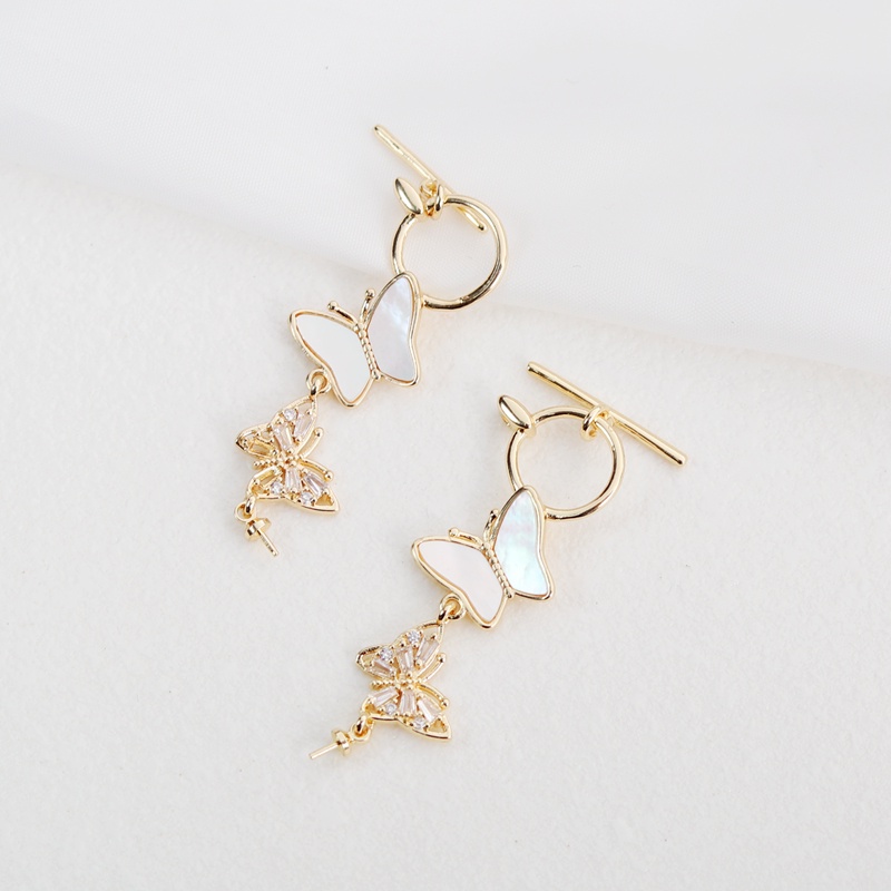 Móc Khóa Vòng Tay / Dây Chuyền Bằng Đồng Mạ Vàng 14k Đính Đá Zircon Hình Bướm / Cá / Bướm Có Khóa Cài IQ