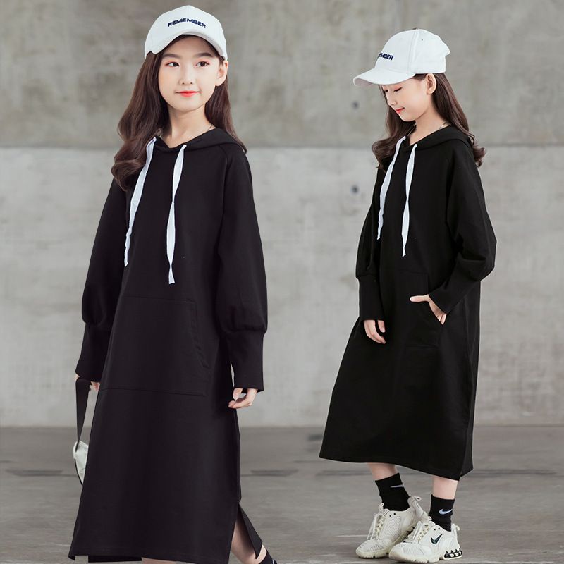 Đầm Hoodie Dài Tay Dáng Rộng Phong Cách Hàn Quốc Thời Trang Mùa Thu 2022 Cho Bé Gái