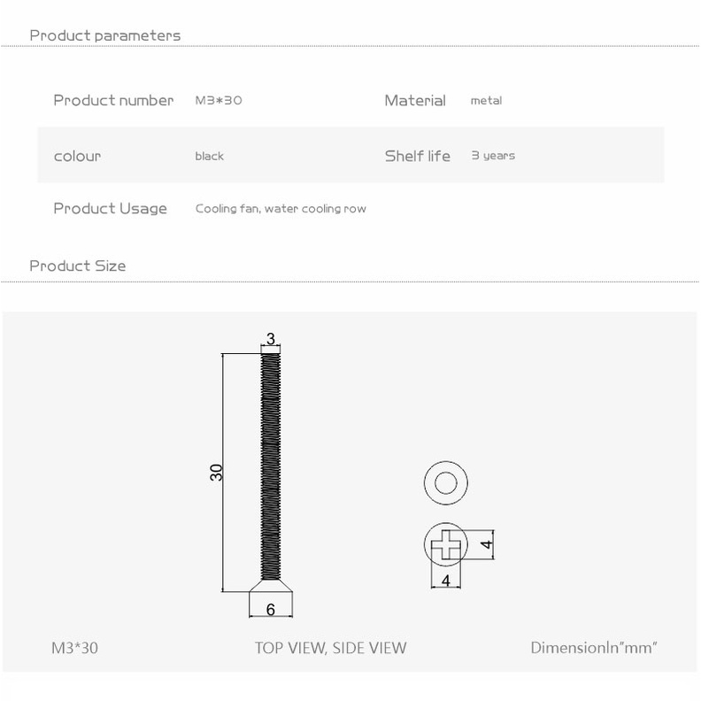 1 Bộ Ốc Vít Làm Mát Nước Bykski M3x30 M3x35