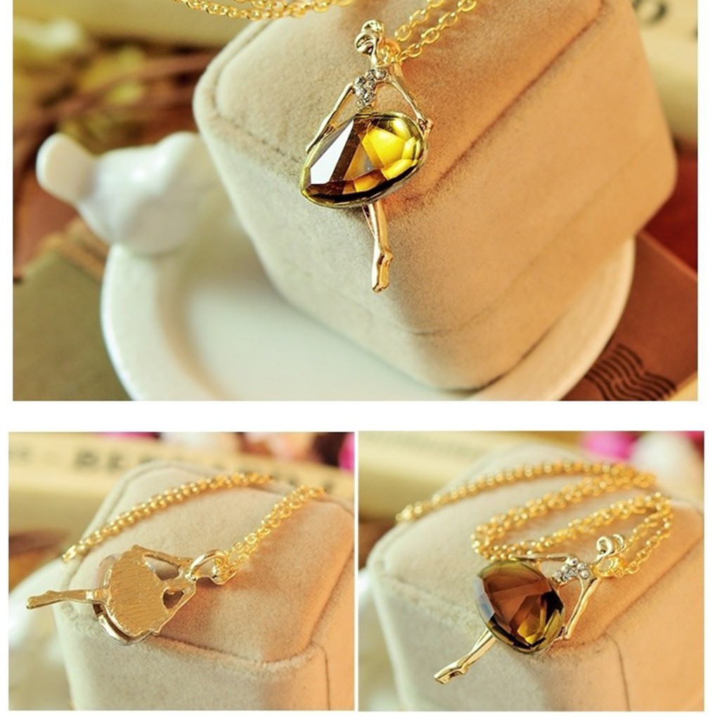 Vòng cổ mặt đá pha lê hình vũ công siêu đẹp và đáng yêu