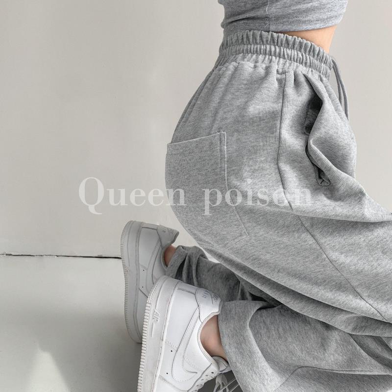 Quần dài ống rộng lưng cao phối dây rút thời trang dành cho nữ