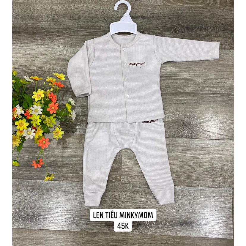 Bộ len tiêu Minky Mom cúc giữa, bộ dài tay minky mom cho bé trai, bé gái