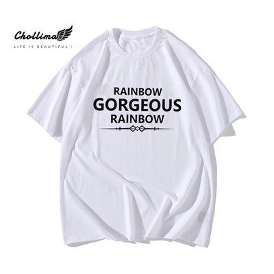 Áo thun unisex tay lỡ Chollima form rộng in chữ RAINBOW AT004 chất vãi cotton co giãn 2 chiều thoáng mát