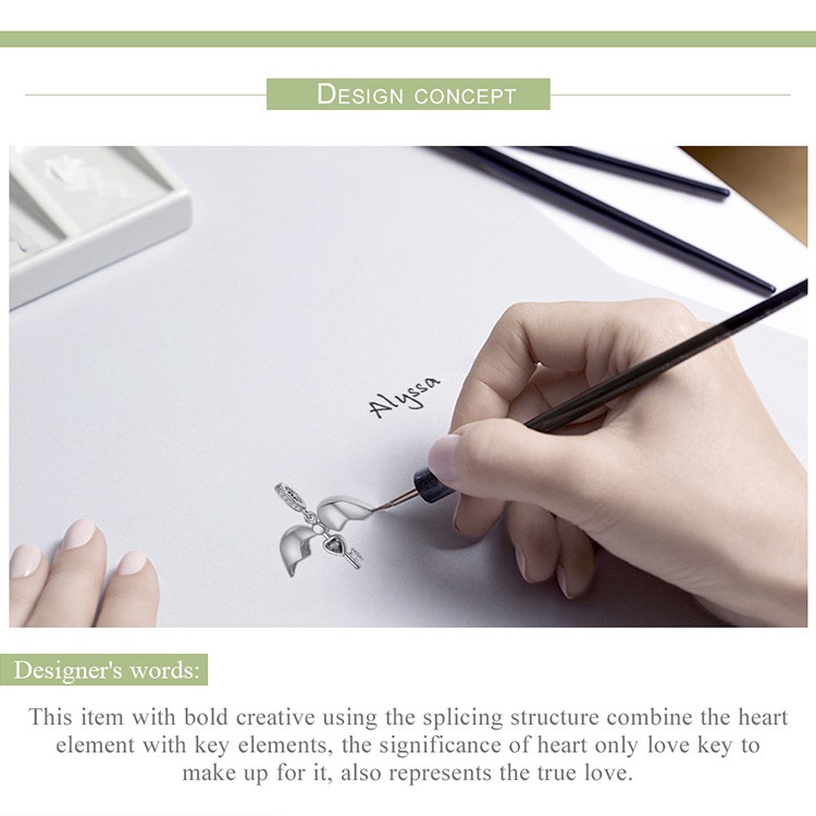 Mặt dây chuyền Bamoer bằng bạc 925 hình trái tim phối màu vàng hồng