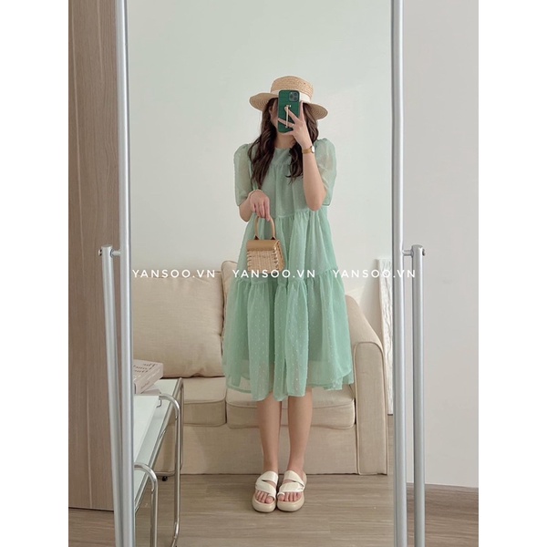 Váy xuông dáng dài bling dáng xoè ,váy công chúa dáng babydoll dài hai lớp by YANSOO