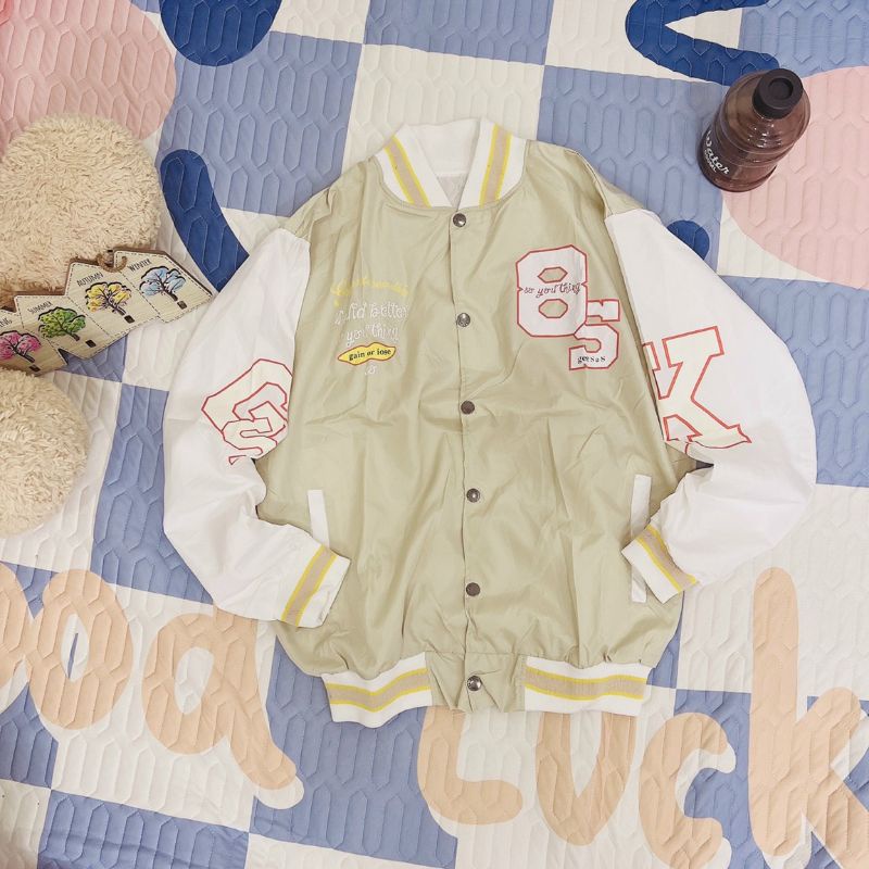 Khoác dù bomber unisex nam nữ tay phối