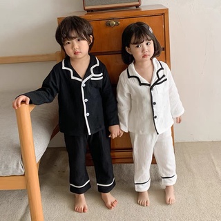 Bộ Pijama Dài Tay Chạy Viền Bé Trai, Bé Gái Chất Đũi Mềm Mát, Đồ Bộ Trẻ Em Mặc Nhà Unchi Store (V454)