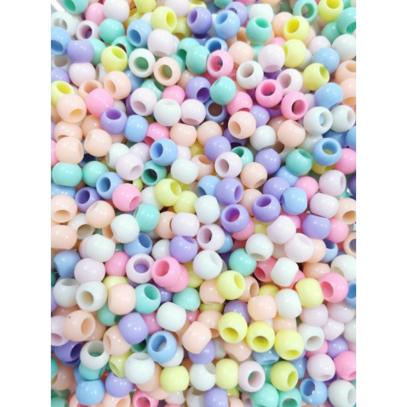 Hạt nhựa tròn trang trí dây giầy xỏ lỗ 2 đầu