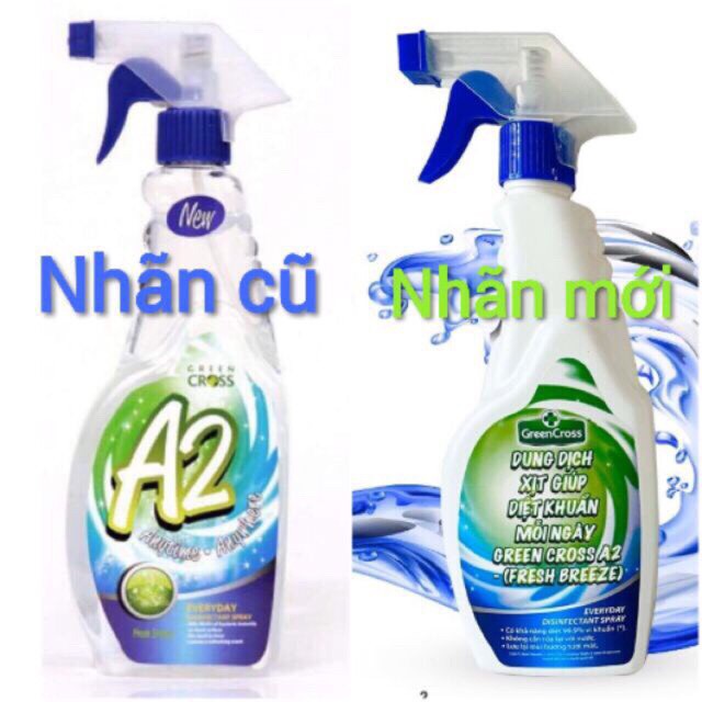 DUNG DỊCH XỊT KHUẨN GREEN CROSS A2 FRESH 500ML