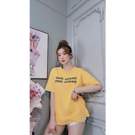 Áo thun form rộng oversize thêu chữ nhiều màu