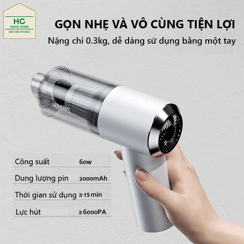 (HÀNG MỚI) Máy Hút Bụi Mini Cầm Tay Không Dây Sử Dụng Pin Sạc Rời, công suất cao 6000Pa, làm sạch ô tô, bàn phím, nệm