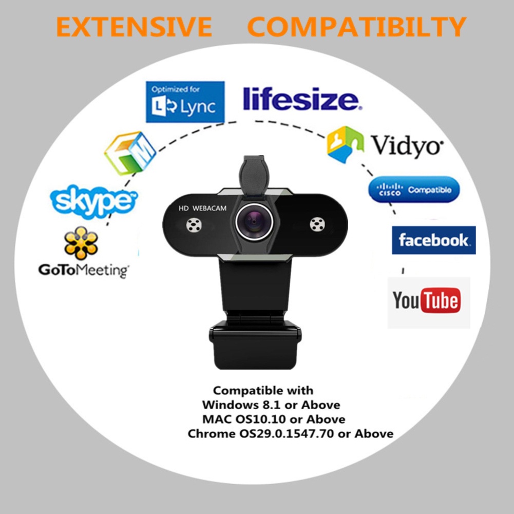 Webcam HD kèm micro cho máy tính Laptop 2K 1080P 720P 480P Skype MSN | BigBuy360 - bigbuy360.vn