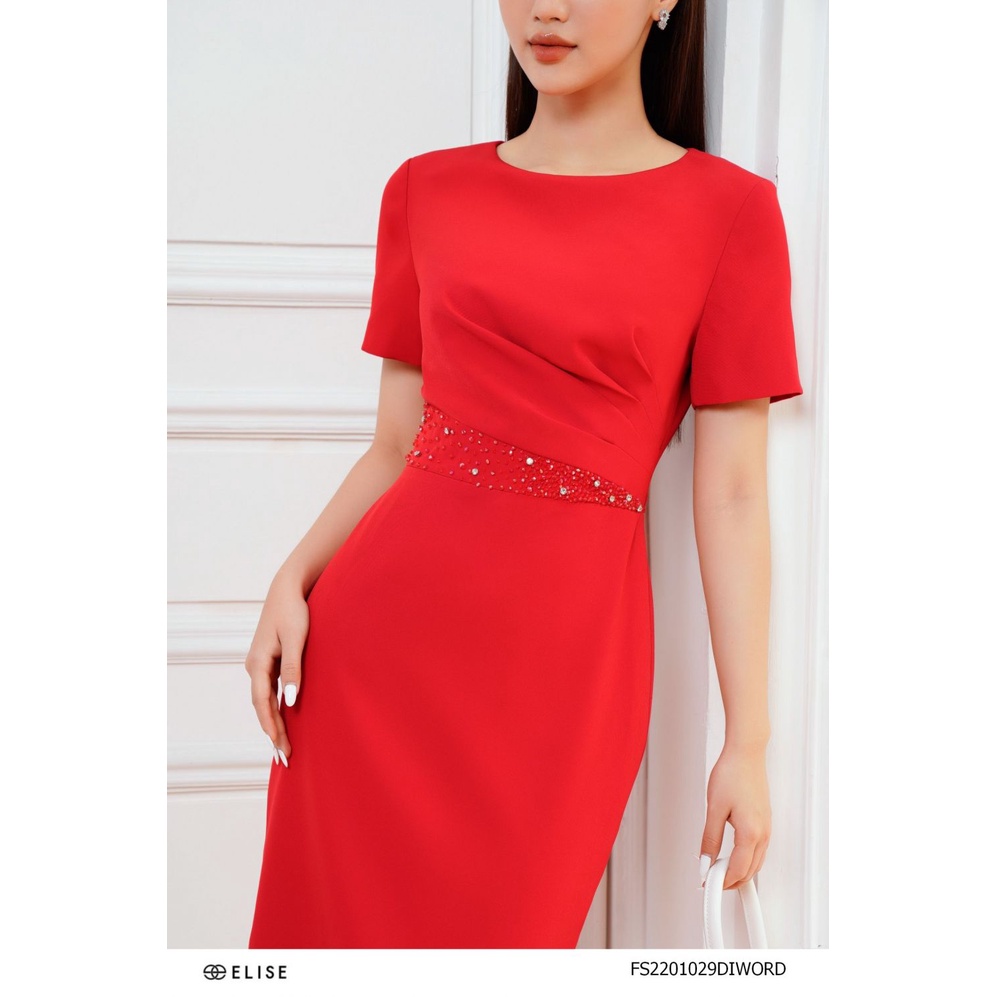 Đầm đỏ ly sườn cườm eo thiết kế Elise FS2201029DIWORD