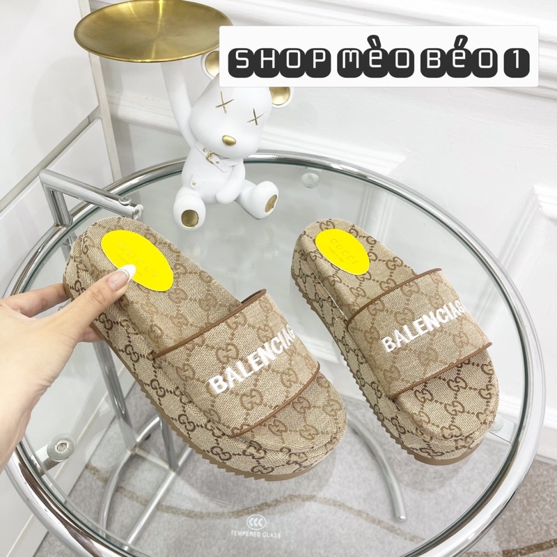 Dép gc quai ngang đế cao hoạ tiết fullbox