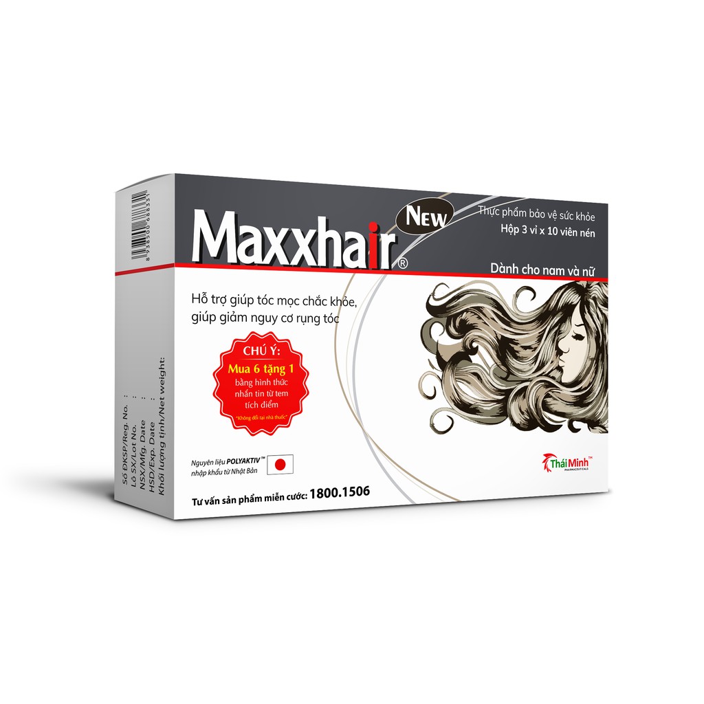 (CHÍNH HÃNG MUA 6 tặng 1) Thực phẩm MAXXHAIR ngăn rụng tóc,kích thích tóc mọc nhanh.