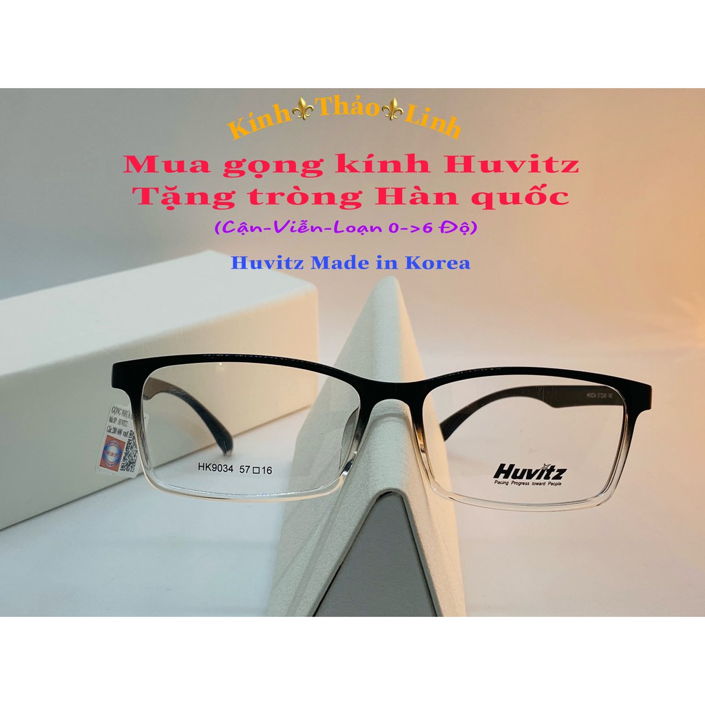 Gọng kính cận nam nữ Huvitz mắt vuông thời trang Hàn Quốc nhiều màu- HK9034