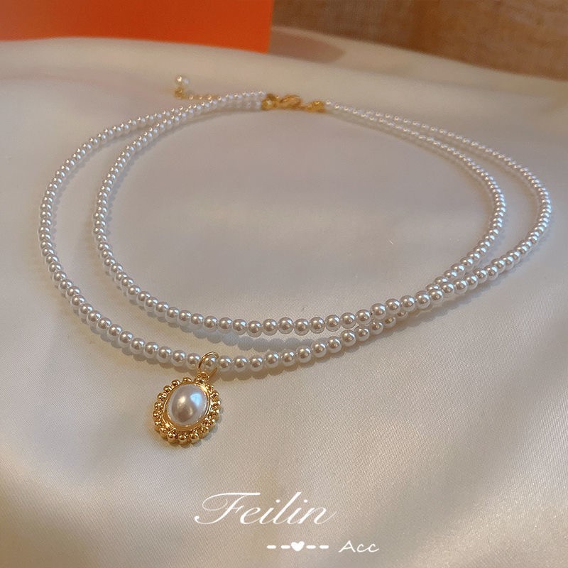 Vòng Cổ Hợp Kim Đính Ngọc Trai Giả Xinh Xắn Cho Nữ