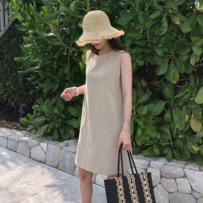 Đầm suông linen sát nách, sang chảnh, thoáng mát thấm hút mồ hôi