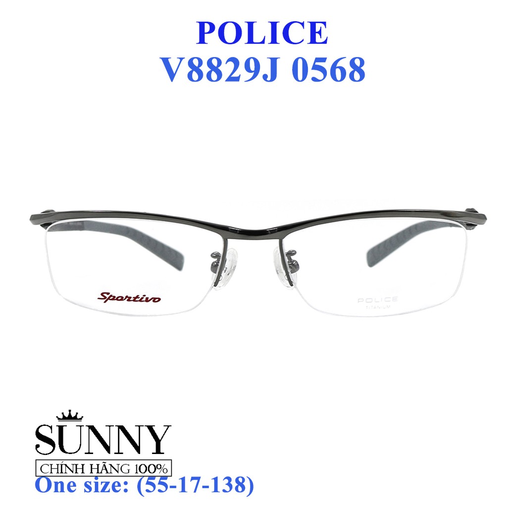 Gọng kính chính hãng Police V8829J màu sắc thời trang, thiết kế dễ đeo bảo vệ mắt