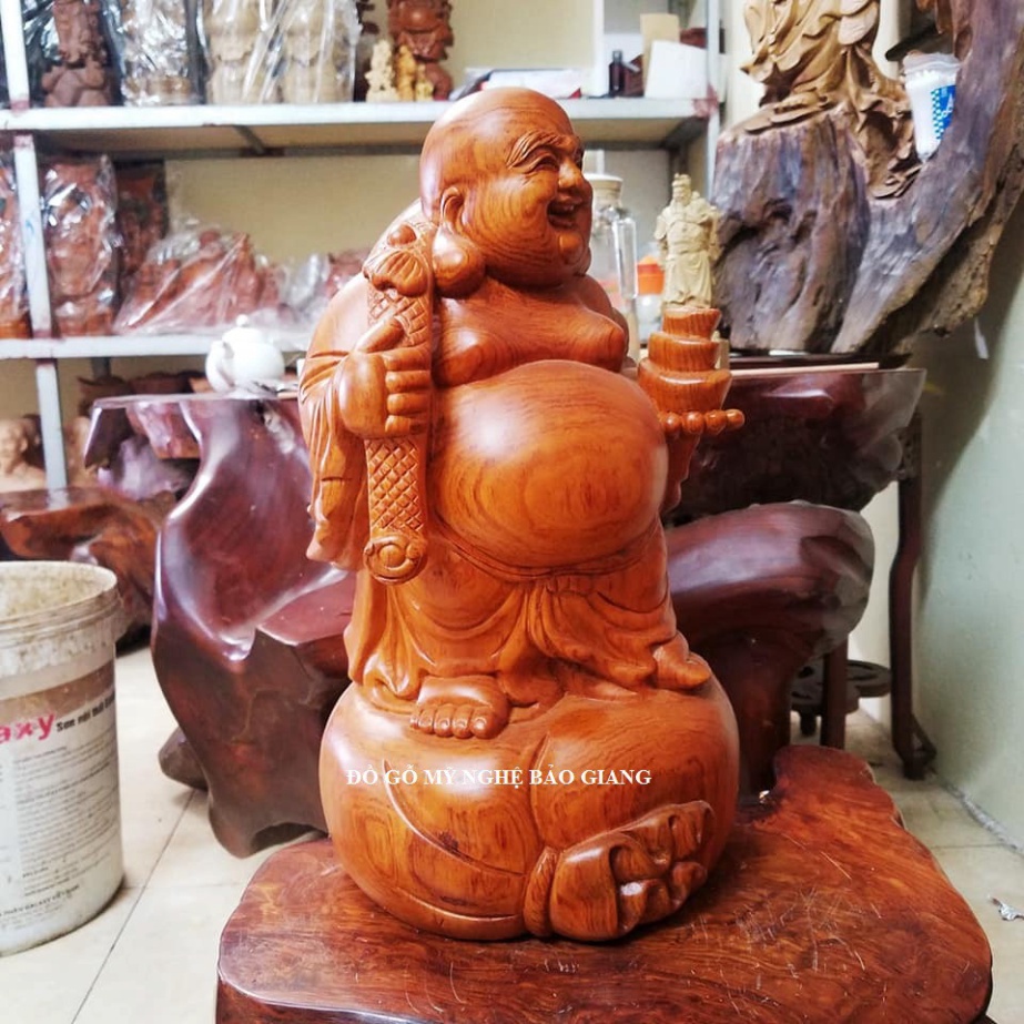 TƯỢNG PHẬT DI LẶC GỖ HƯƠNG CAO 40 NGANG 20 SÂU 19 CM